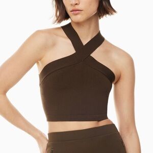Aritzia Babaton Sculpt Knit Criss Cross Cropped shirt size Small